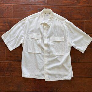 ZARA Loose / Boxy SS Woven Shirt w/ Chest Pockets - White - Size L